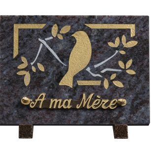 Plaques granit 15x20cm - Gravure Oiseau