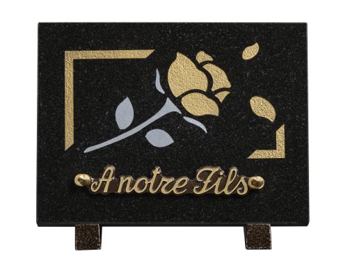 Plaques granit 15x20cm - Gravure Bouton de Rose