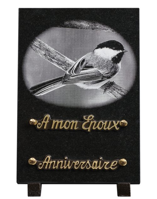 Plaques granit 18x25cm - Gravure Oiseau