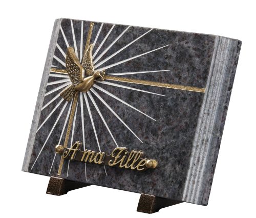 Plaques granit 17.5x25cm - Gravure Étoile - Bronze Colombe