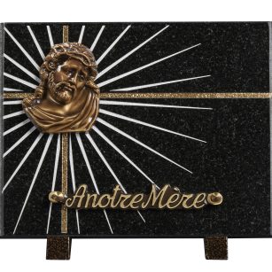 Plaques granit 17.5x25cm - Gravure Étoile - Bronze Christ