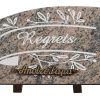Plaques granit 18x25cm - Gravure Feuillage - Texte "Regrets"