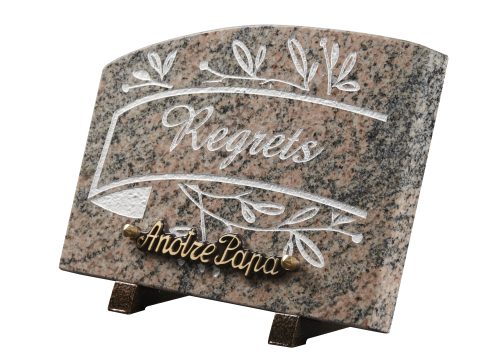 Plaques granit 18x25cm - Gravure Feuillage - Texte "Regrets" – Image 2