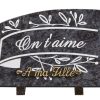 Plaques granit 18x25cm - Gravure Feuillage - Texte "On t’aime"