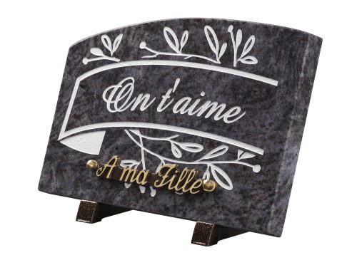 Plaques granit 18x25cm - Gravure Feuillage - Texte "On t’aime" – Image 2