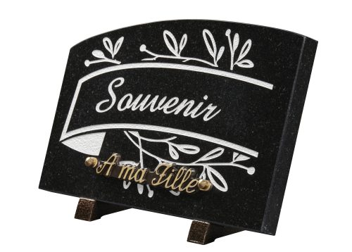 Plaques granit 18x25cm - Gravure Feuillage - Texte "Souvenir" – Image 2