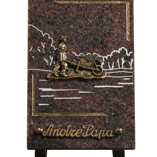 Plaques granit 18x25cm - Gravure Paysage - Bronze Jardinier