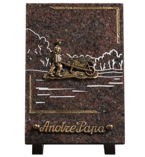 Plaques granit 18x25cm - Gravure Paysage - Bronze Jardinier