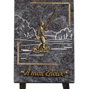 Plaques granit 18x25cm - Gravure Paysage - Bronze Pêcheur