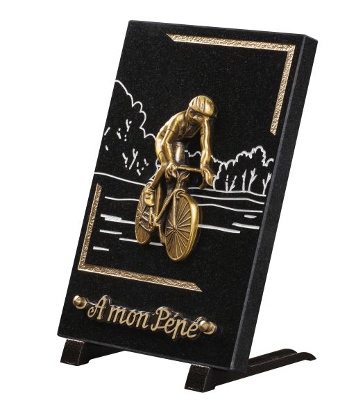 Plaques granit 18x25cm - Gravure Paysage - Bronze Cycliste – Image 2