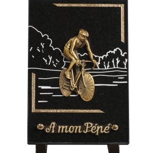 Plaques granit 18x25cm - Gravure Paysage - Bronze Cycliste