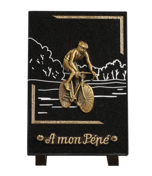 Plaques granit 18x25cm - Gravure Paysage - Bronze Cycliste