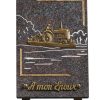 Plaques granit 18x25cm - Gravure Paysage - Bronze Tracteur