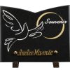 Plaques granit 18x25cm - Forme Livre - Gravure Colombe - Texte "Souvenir"