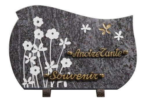 Plaques granit 20x30cm - Gravure Fleurs