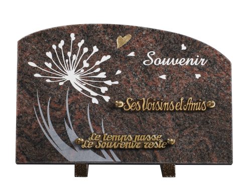 Plaques granit 20x30cm - Gravure Pissenlit - Texte "Souvenir"