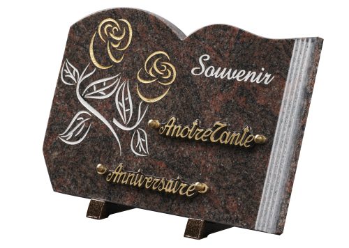 Plaques granit 20x30cm - Gravure Roses - Texte "Souvenir" – Image 2