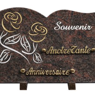 Plaques granit 20x30cm - Gravure Roses - Texte "Souvenir"