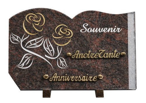 Plaques granit 20x30cm - Gravure Roses - Texte "Souvenir"