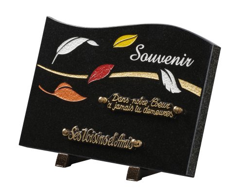 Plaques granit 20x30cm - Gravure Feuilles - Texte "Souvenir" – Image 2