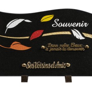Plaques granit 20x30cm - Gravure Feuilles - Texte "Souvenir"