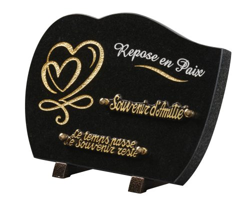 Plaques granit 20x30cm - Forme Cœur - Gravure Coeur - Texte "Repose en Paix" – Image 2