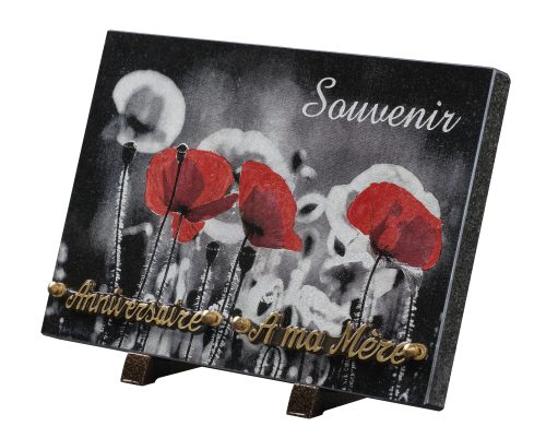 Plaques granit 20x30cm - Gravure Coquelicot - Texte "Souvenir" – Image 2