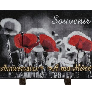 Plaques granit 20x30cm - Gravure Coquelicot - Texte "Souvenir"