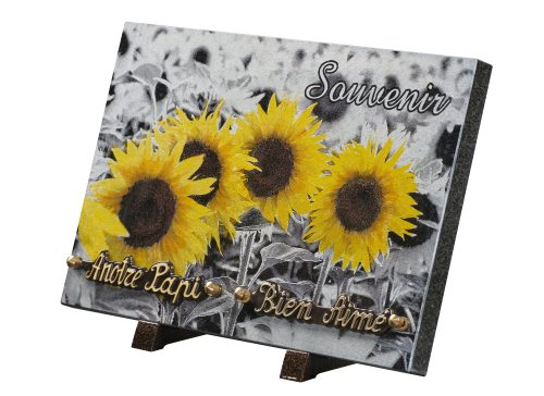 Plaques granit 20x30cm - Gravure Tournesol - Texte "Souvenir" – Image 2