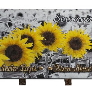 Plaques granit 20x30cm - Gravure Tournesol - Texte "Souvenir"