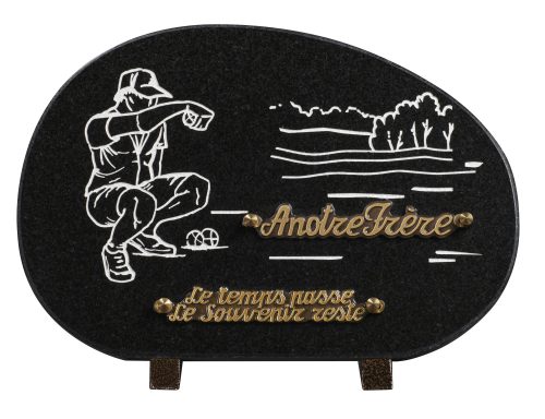 Plaques granit 20x30cm - Forme Galet - Gravure Pétanque