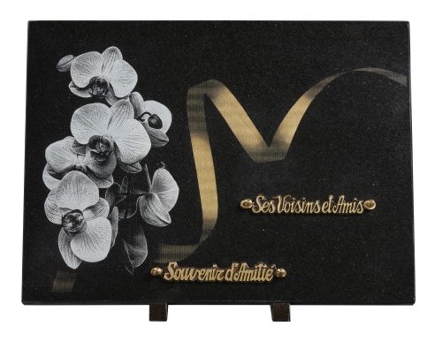 Plaques granit 25x35cm - Gravure Orchidées