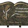 Plaques granit 25x35cm - Forme Livre - Gravure épi de blé - Texte "Le temps passe, le souvenir reste"