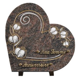 Plaques granit 30x30cm - Forme Cœur - Gravure Arabesque