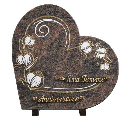Plaques granit 30x30cm - Forme Cœur - Gravure Arabesque