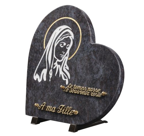 Plaques granit 30x30cm - Forme Cœur - Gravure Vierge – Image 2