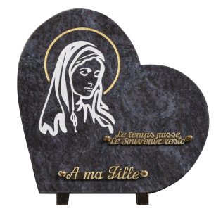 Plaques granit 30x30cm - Forme Cœur - Gravure Vierge