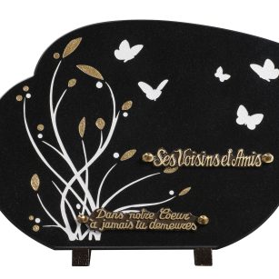 Plaques granit 25x35cm - Gravure Fleurs et Papillons