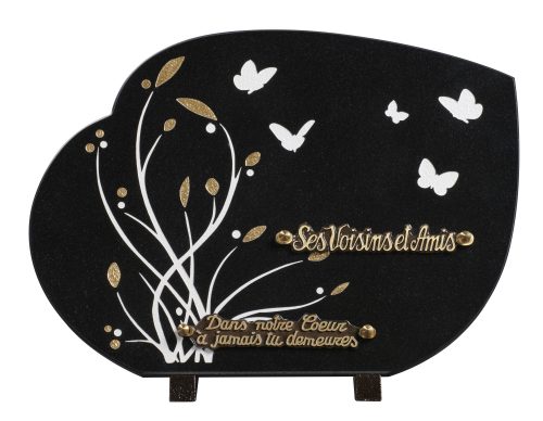 Plaques granit 25x35cm - Gravure Fleurs et Papillons