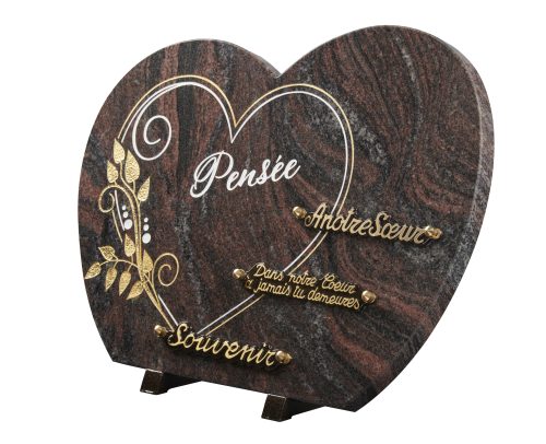 Plaques granit 30x40cm - Forme Cœur - Gravure Coeur - Texte "Pensée" – Image 2