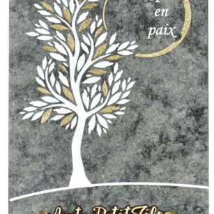Plaques Granit 30x20cm - Gravure Arbre - Texte "Repose en paix"