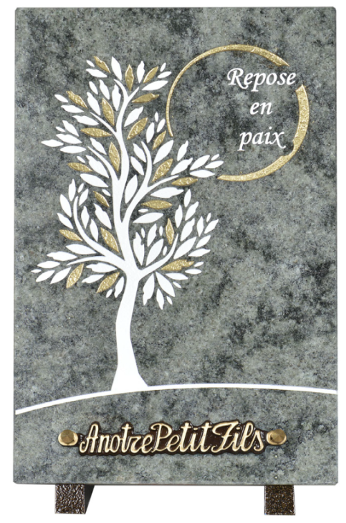 Plaques Granit 30x20cm - Gravure Arbre - Texte "Repose en paix"