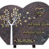 Plaques Granit 30x40cm - Forme Cœur - Gravure Arbre - Bronze Cœur Colombe