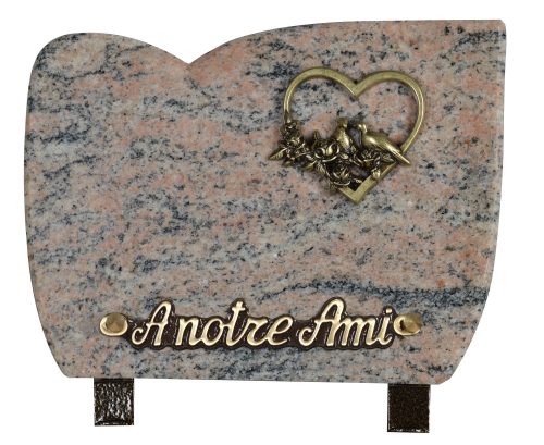 Plaques Granit 15x20cm - Bronze Cœur Colombe