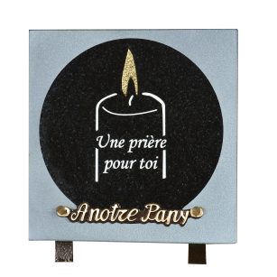 Plaques Granit 20x20cm - Gravure Bougie - Texte "Une prière pour toi"