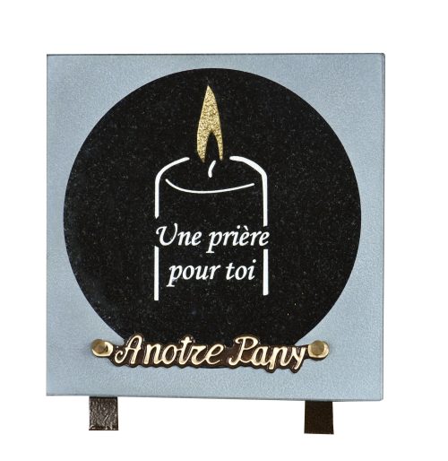 Plaques Granit 20x20cm - Gravure Bougie - Texte "Une prière pour toi"