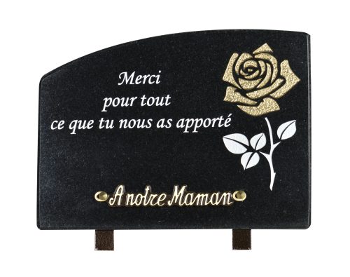 Plaques Granit 18x25cm - Gravure Rose - Texte "Merci pour tout ce que tu nous as apporté"