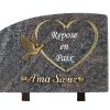 Plaques Granit 18x25cm - Gravure Cœur - Texte "Repose en Paix" - Bronze Colombe