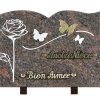 Plaques Granit 20x30cm - Forme Livre - Gravure Rose et Papillons