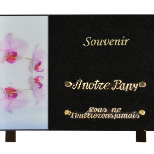 Plaques Granit 20x30cm - Visuel Orchidées - Texte "Souvenirs"